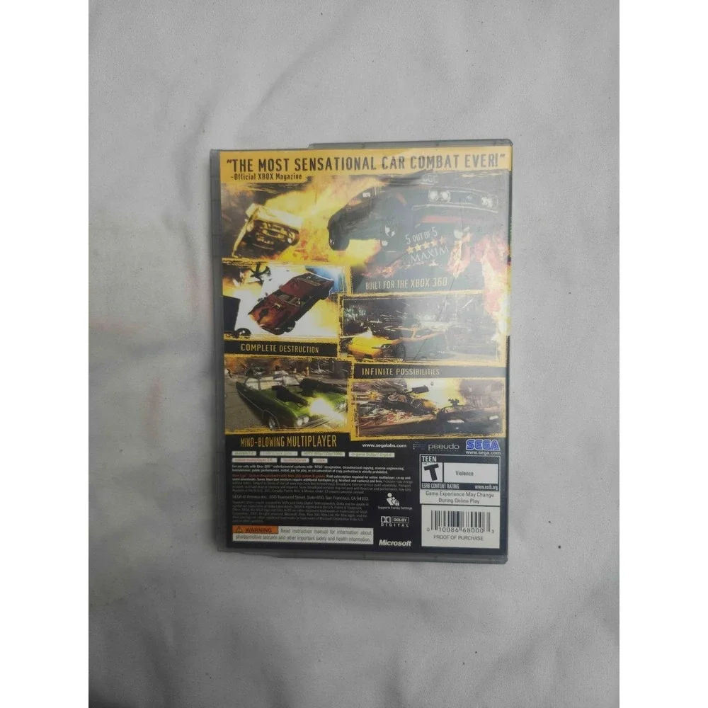 Full Auto Microsoft Xbox 360 2006 Sega Car Combat Game CIB Case Manual
